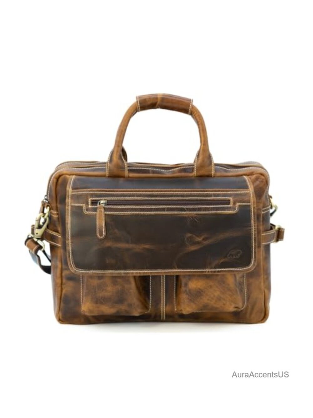 Buffalo Leather Pilot Bag Briefcase Top Grain Water Buffalo Leather